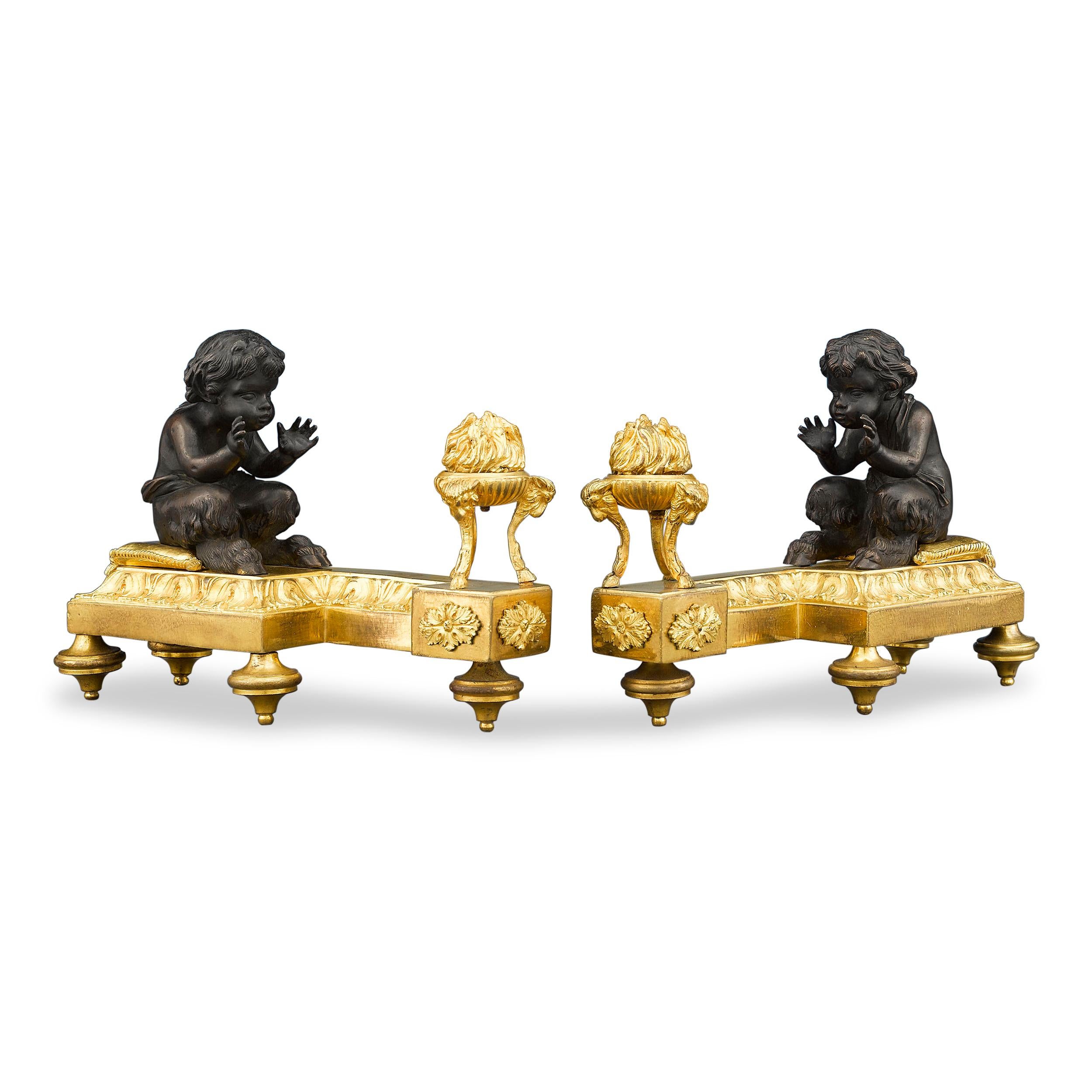 Chenets en bronze de style Louis XVI Excellent état - En vente à New Orleans, LA