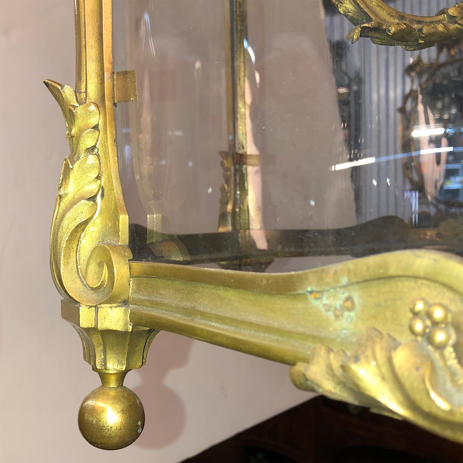 French Louis XVI Bronze Hall Lantern For Sale