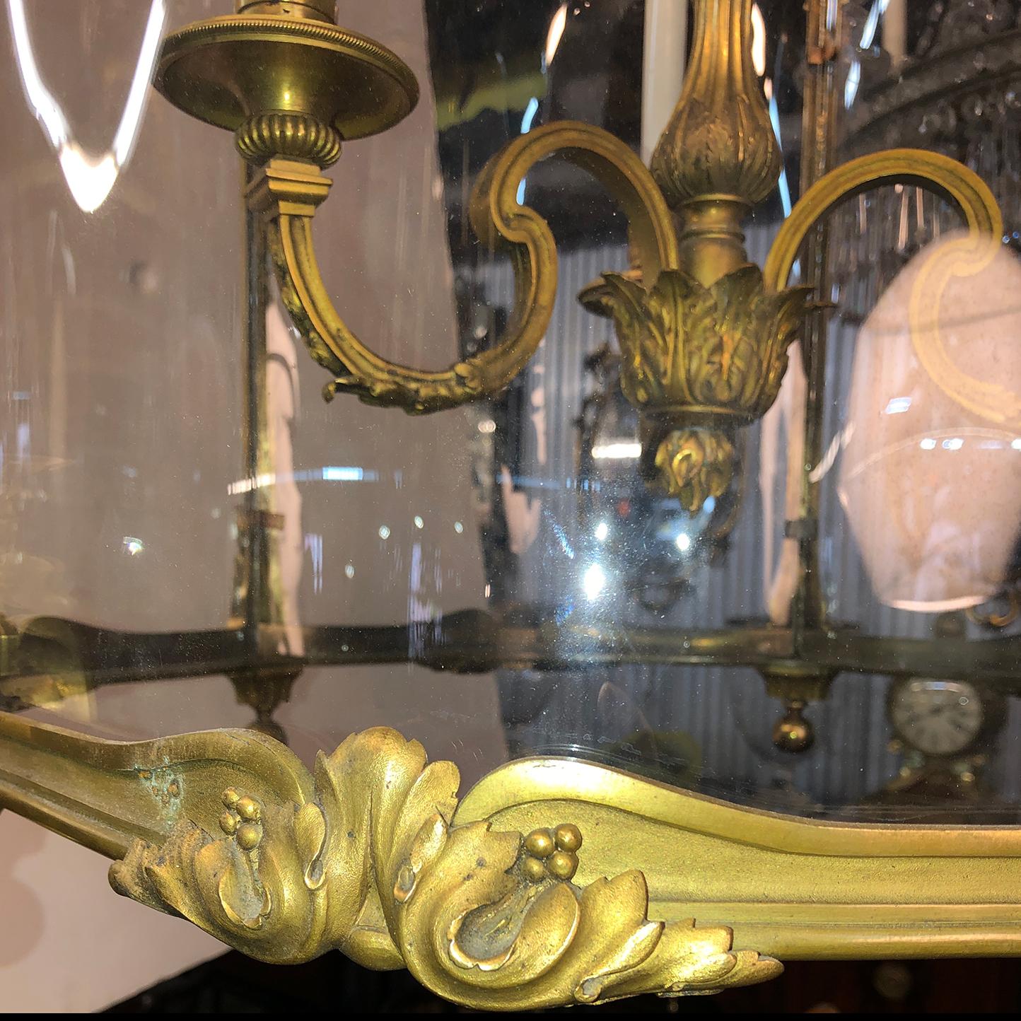 Louis XVI Bronze Hall Lantern In Good Condition For Sale In Westwood, NJ