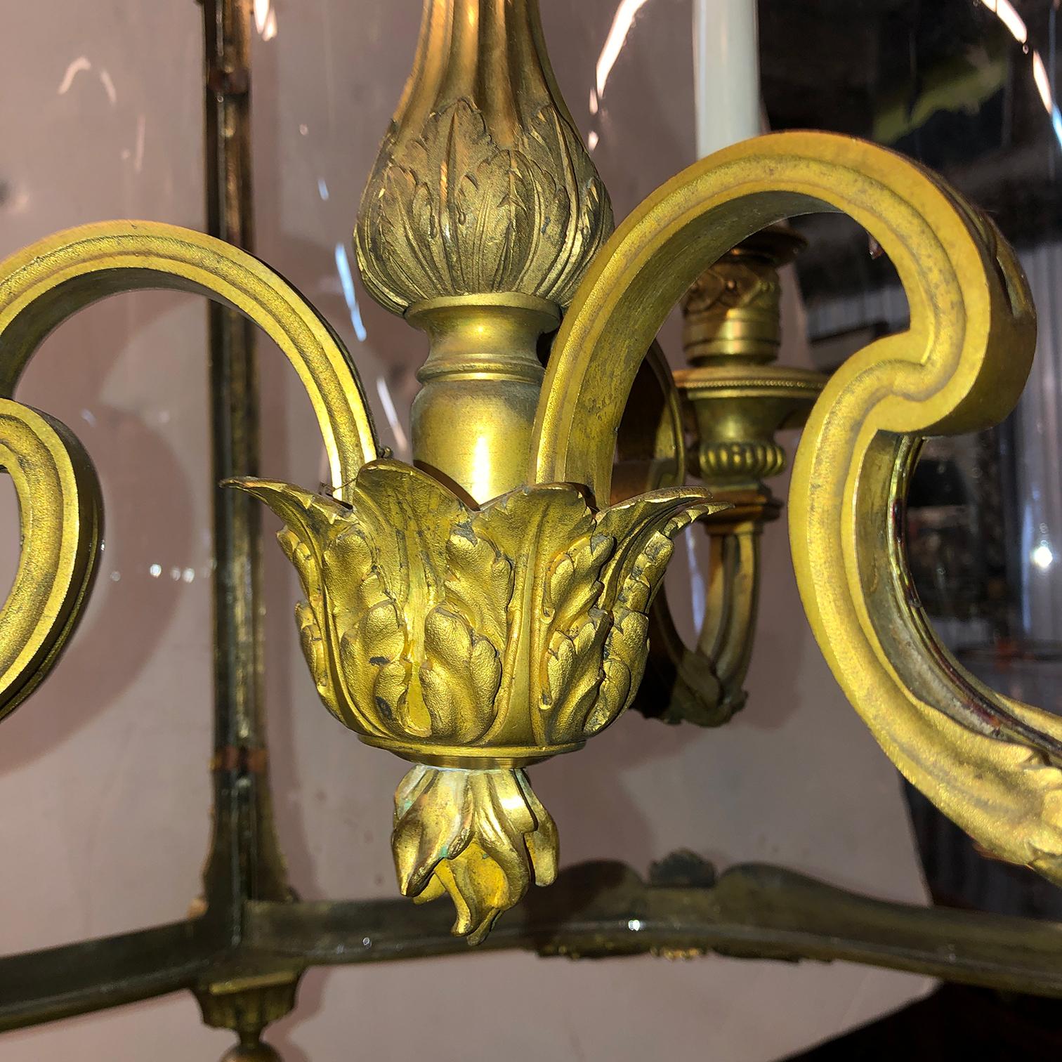 Late 19th Century Louis XVI Bronze Hall Lantern For Sale