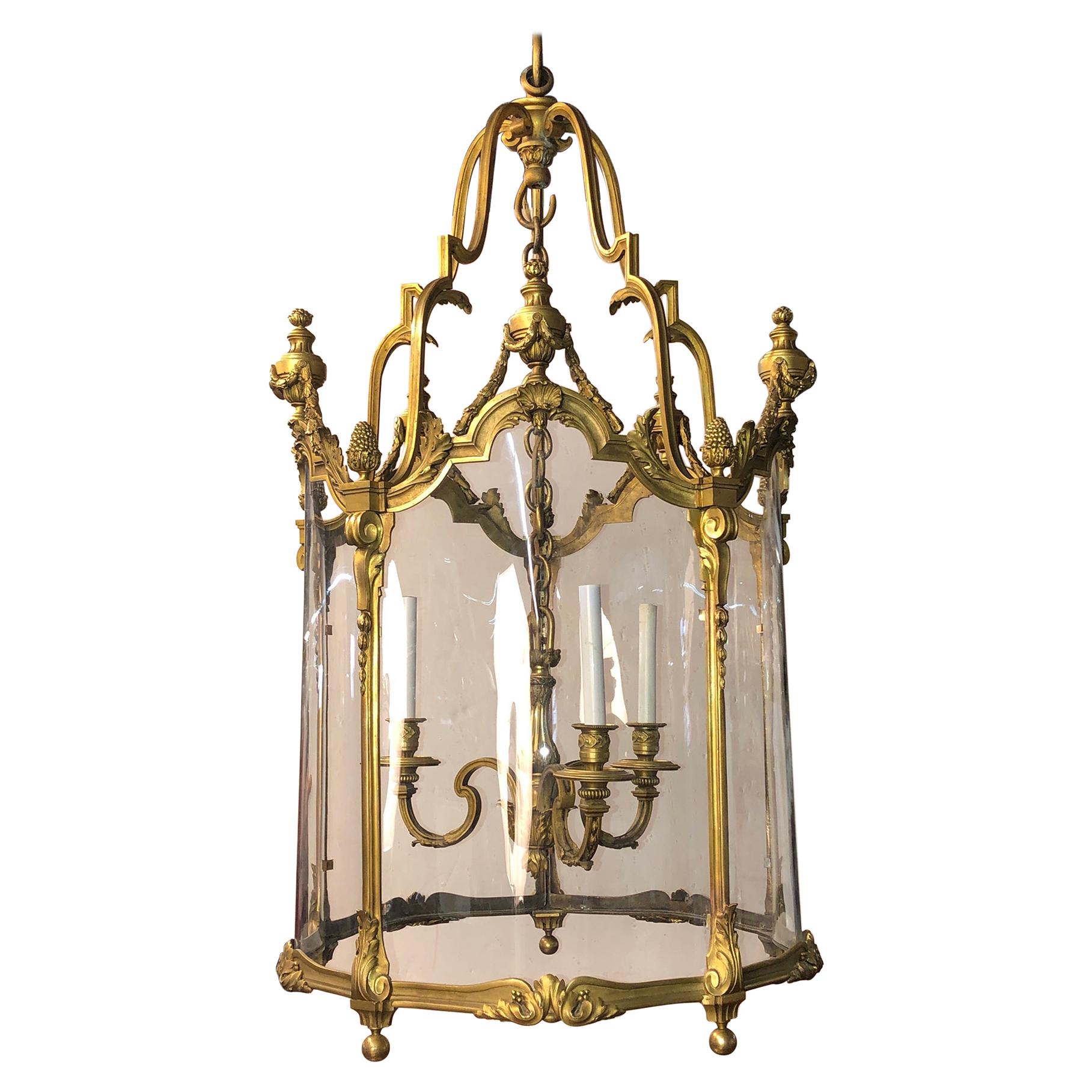 Louis XVI Bronze Hall Lantern For Sale