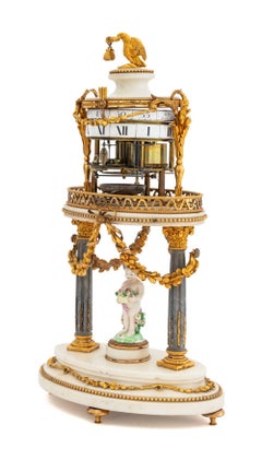 Louis XVI Bronze, Marble, & Porcelain Rotary Clock