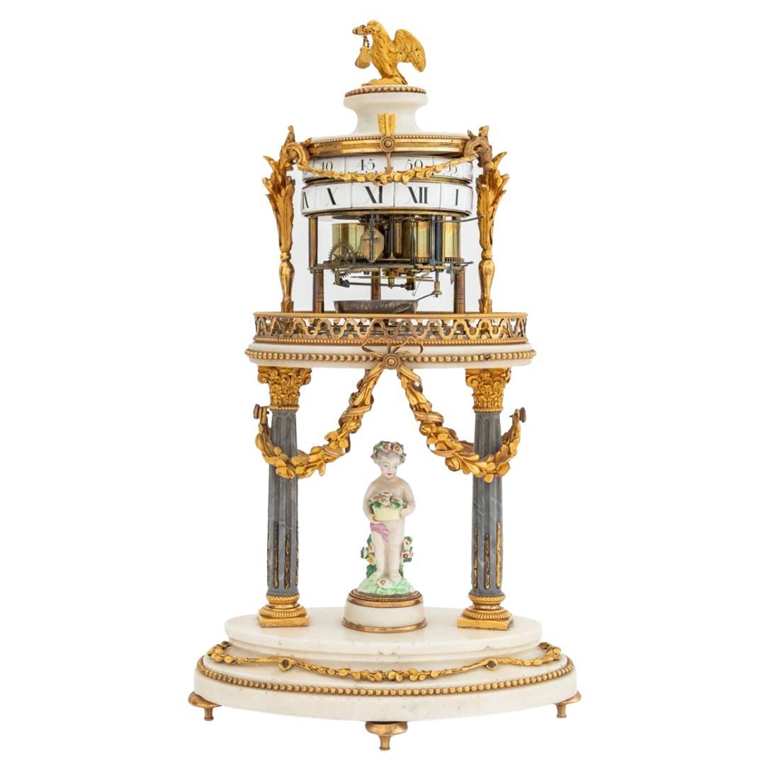 Louis XVI Bronze, Marble, & Porcelain Rotary Clock