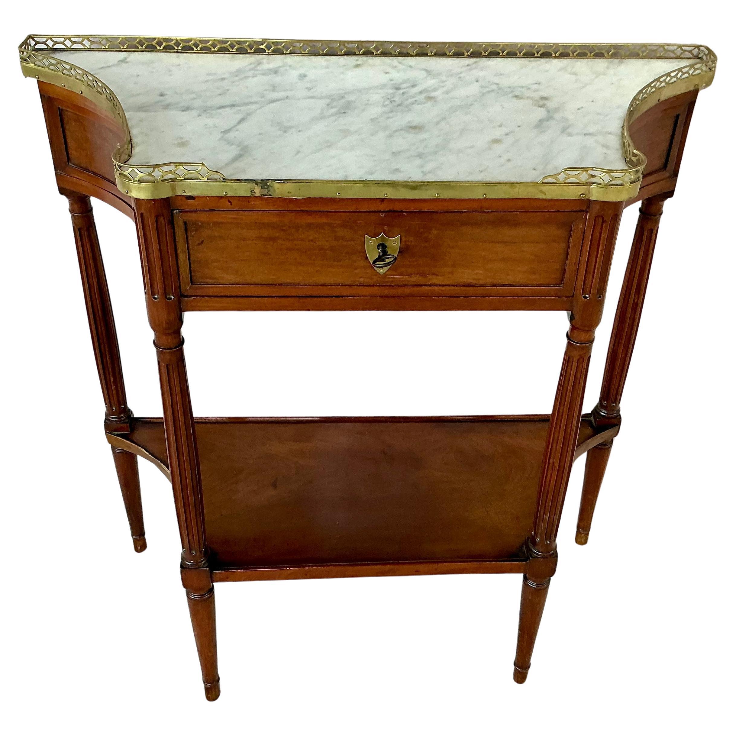 Gilt Louis XVI Bronze Mounted Marble Top Console Dessert Server For Sale