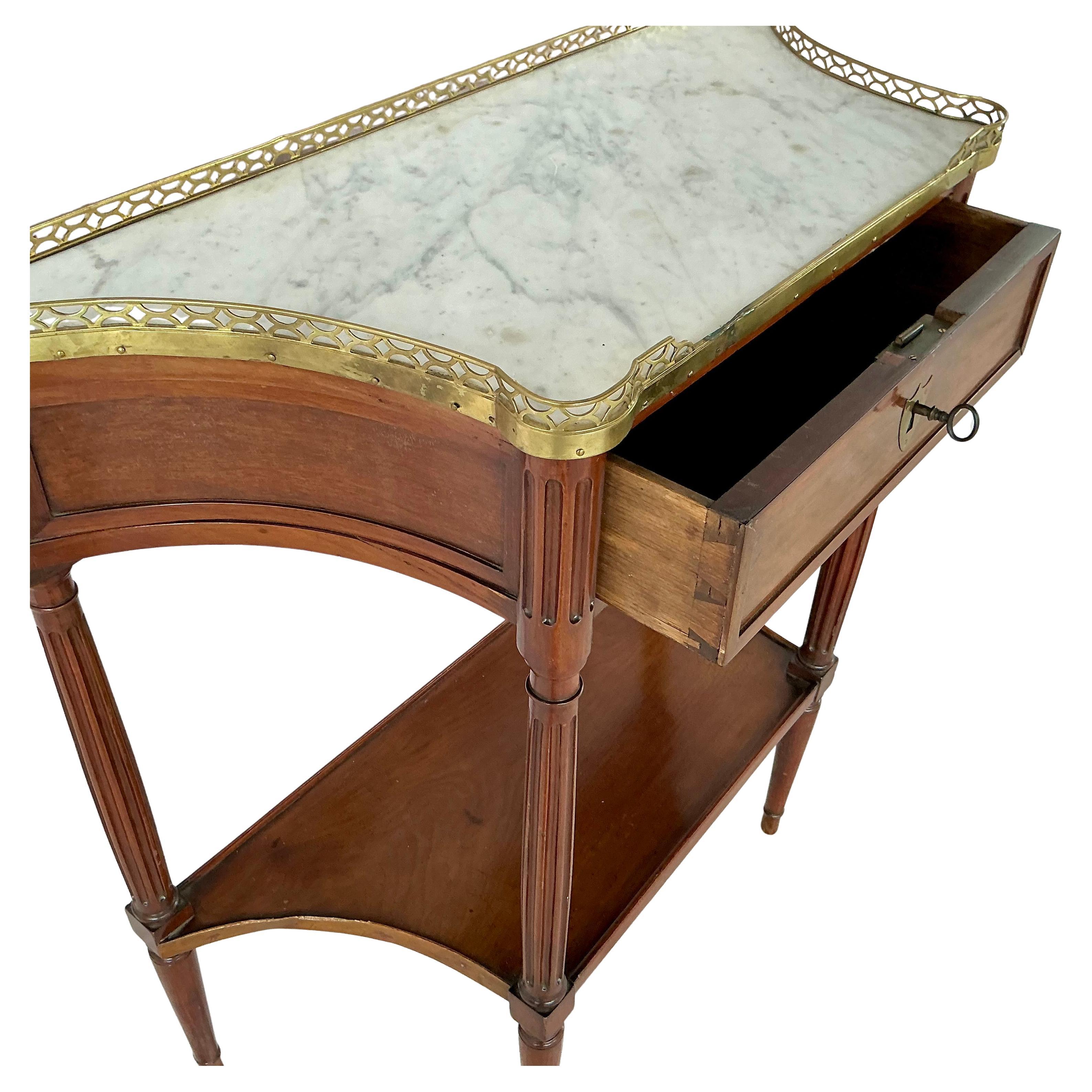 18th Century and Earlier Louis XVI Bronze Mounted Marble Top Console Dessert Server For Sale