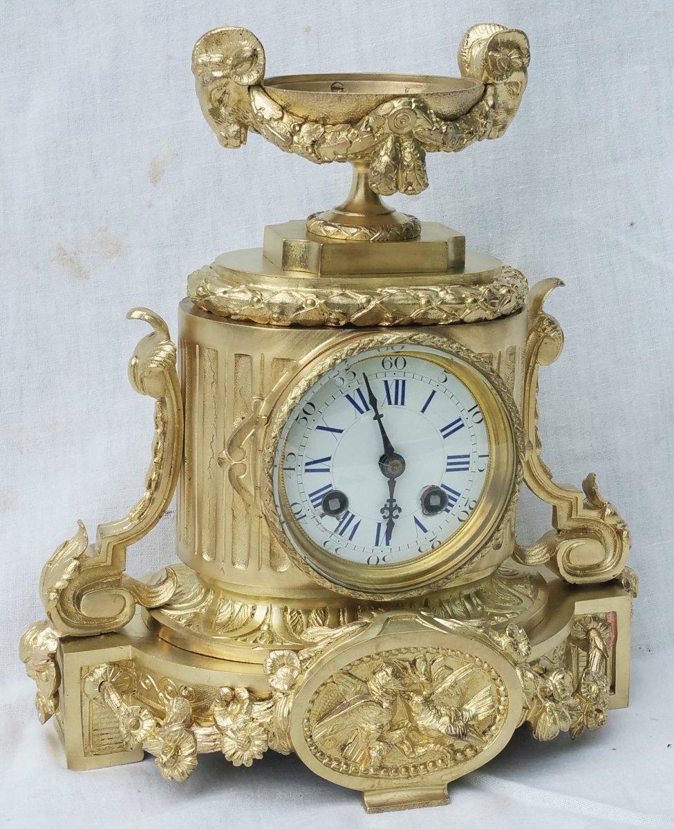 Gilt Louis XVI Bronze Table Pendulum Clock France, 19th Century