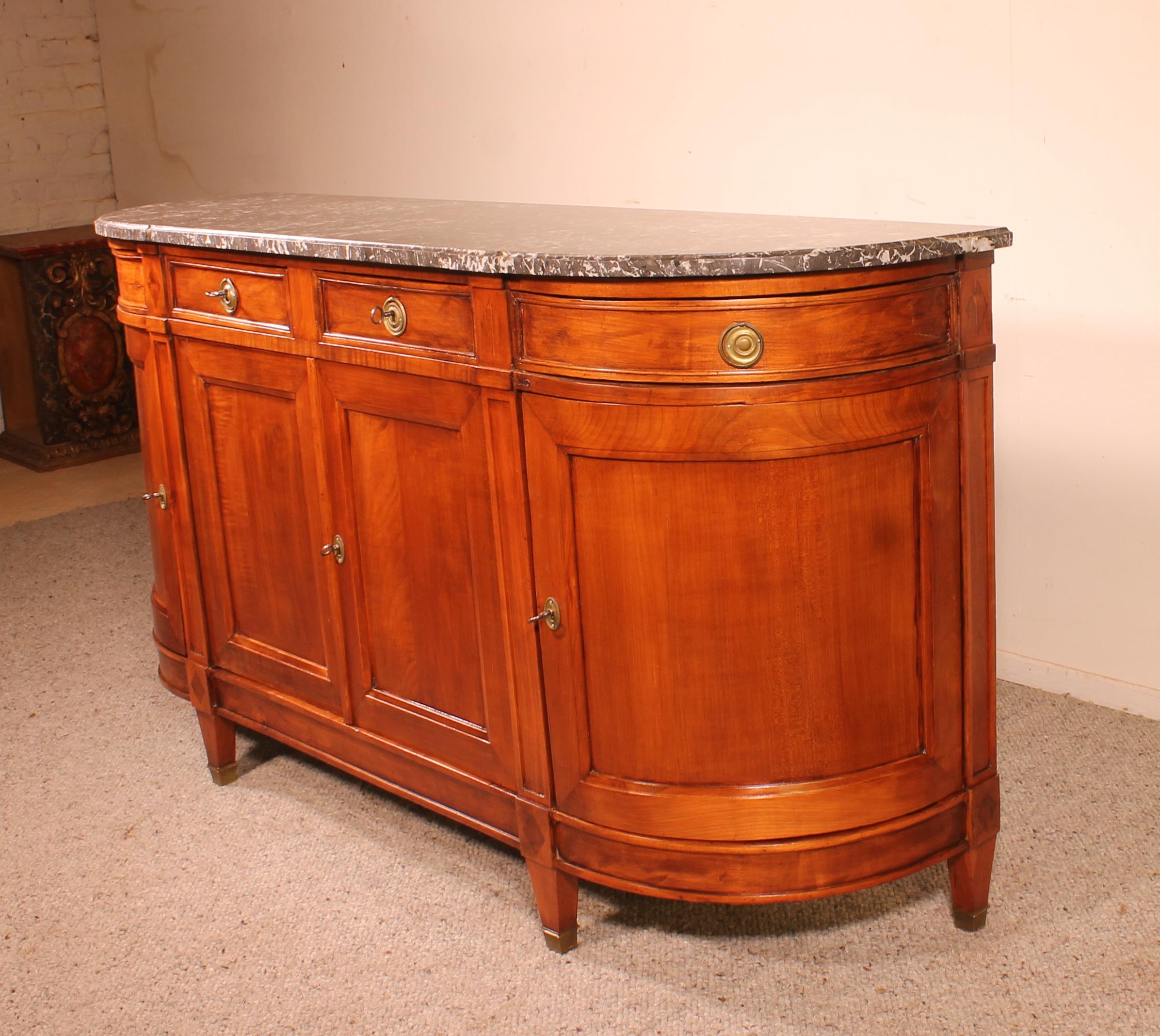 Louis XVI Buffet in Cherrywood with Marble Top For Sale 5