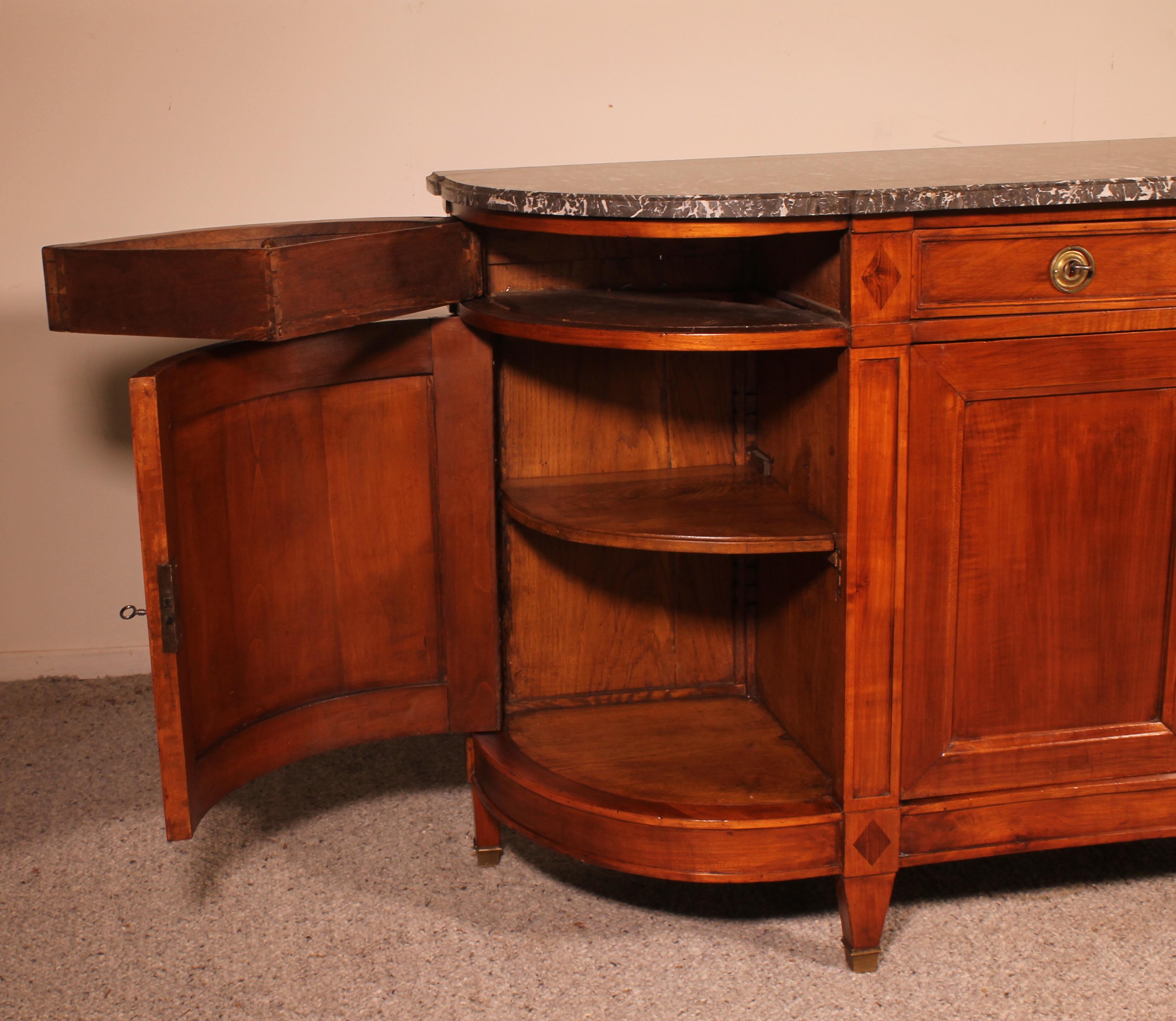French Louis XVI Buffet in Cherrywood with Marble Top For Sale