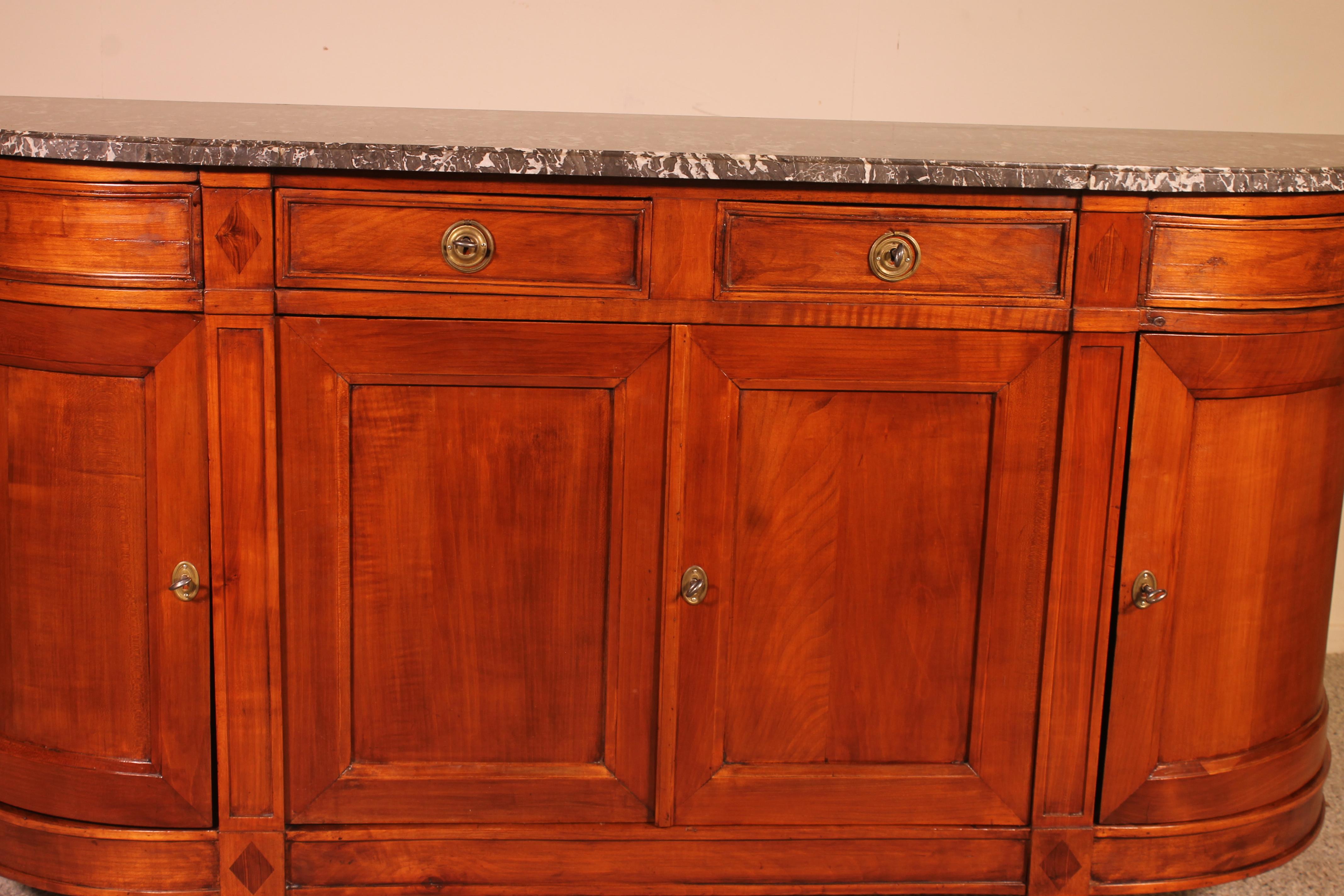 Louis XVI Buffet in Cherrywood with Marble Top In Good Condition For Sale In Brussels, Brussels