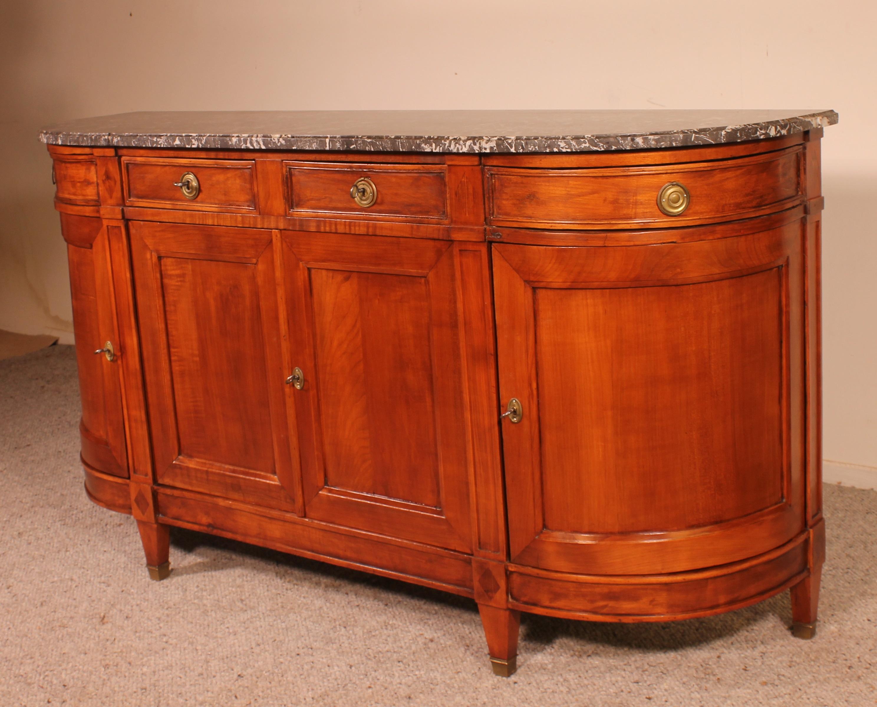 Louis XVI Buffet in Cherrywood with Marble Top For Sale 1
