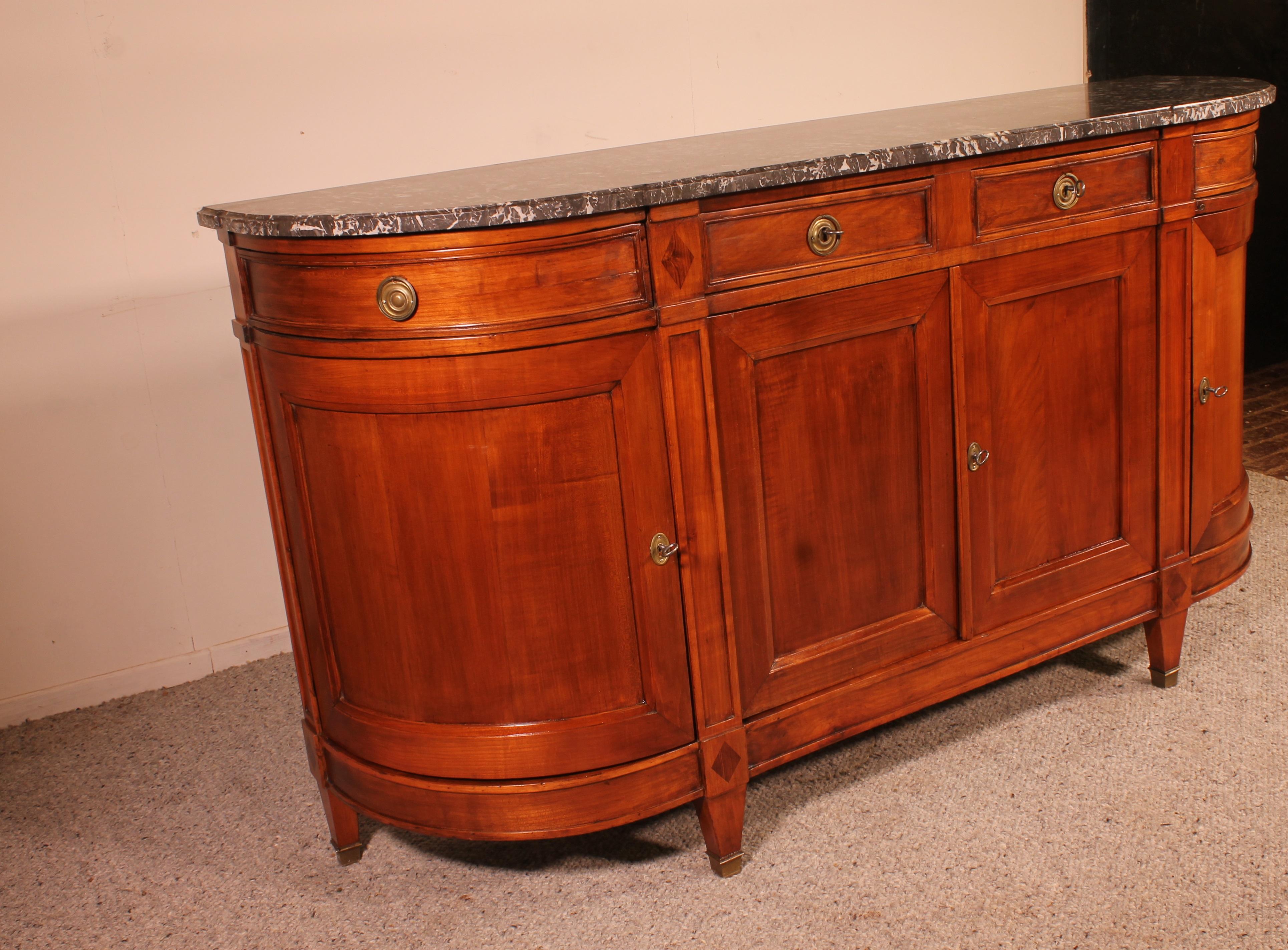 Louis XVI Buffet in Cherrywood with Marble Top For Sale 2