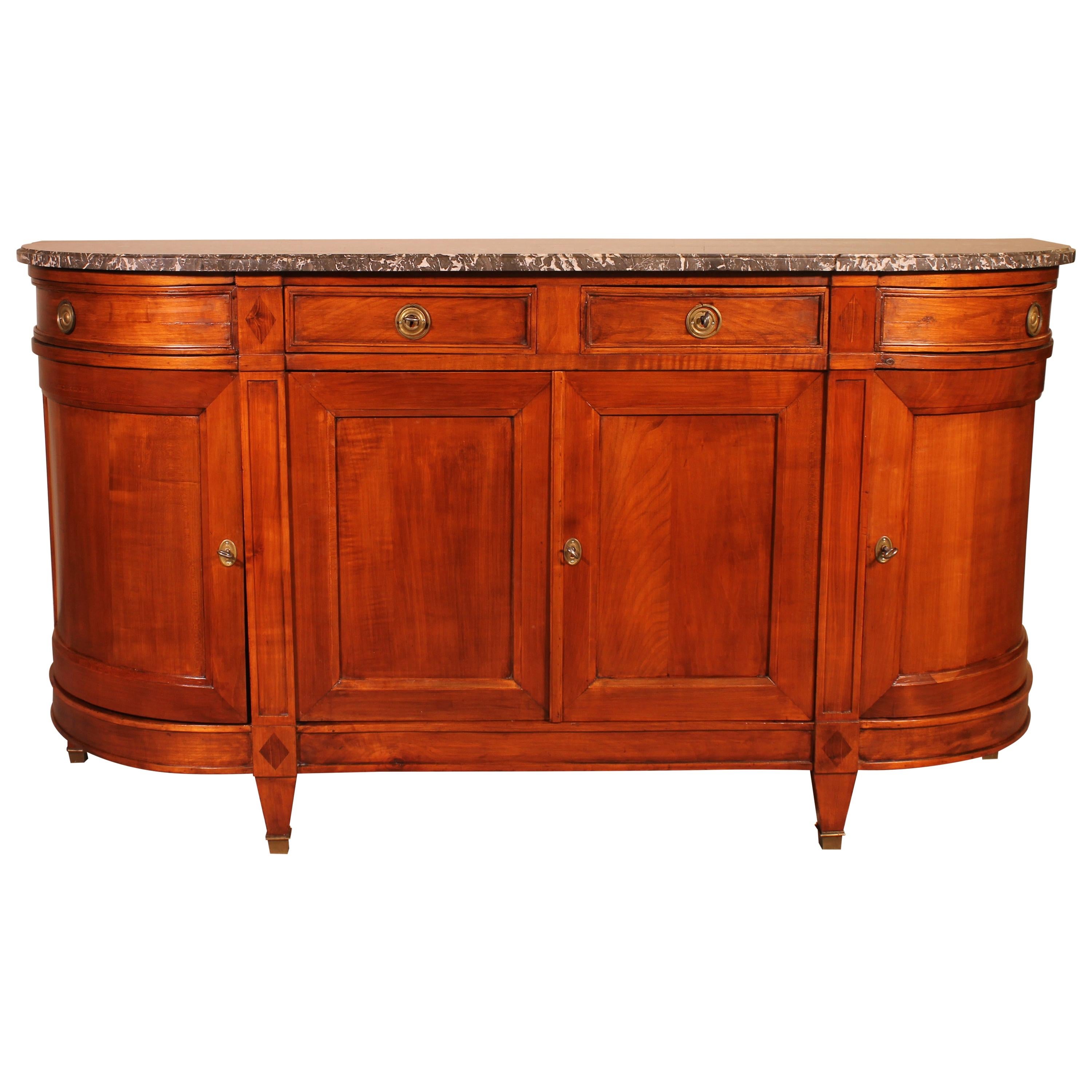 Louis XVI Buffet in Cherrywood with Marble Top For Sale