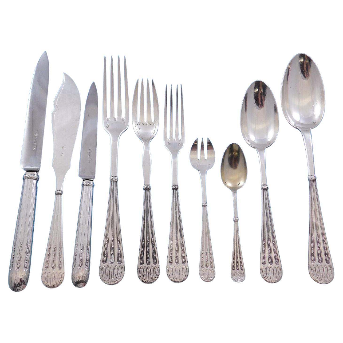 Louis XVI by Cardeilhac France 950 Sterling Silver Flatware Service Set 122 Pcs For Sale