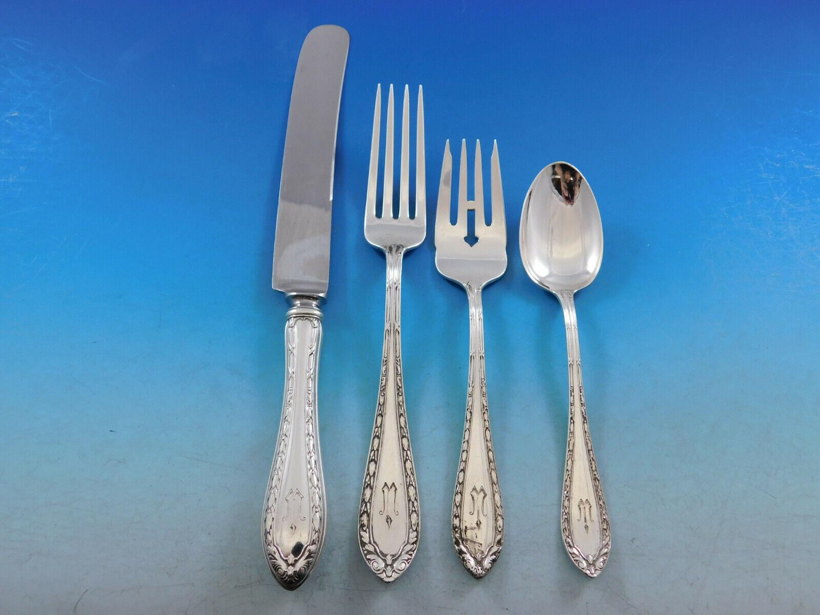 Louis XVI by Dominick and Haff 1925 Sterling Silver Flatware Set Service 71 Pcs In Excellent Condition In Big Bend, WI