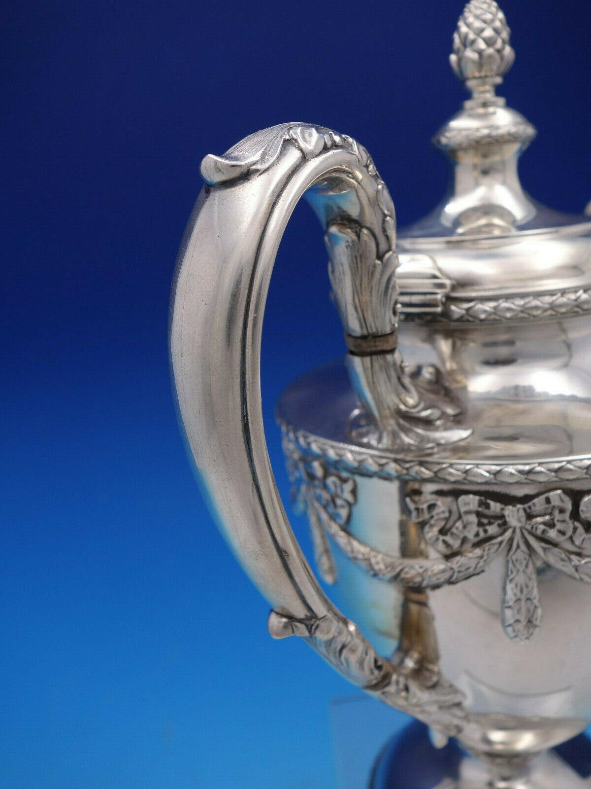 Louis XVI by Shreve Sterling Silver Tea Set with Tray & Kettle on Stand '#4576' 5