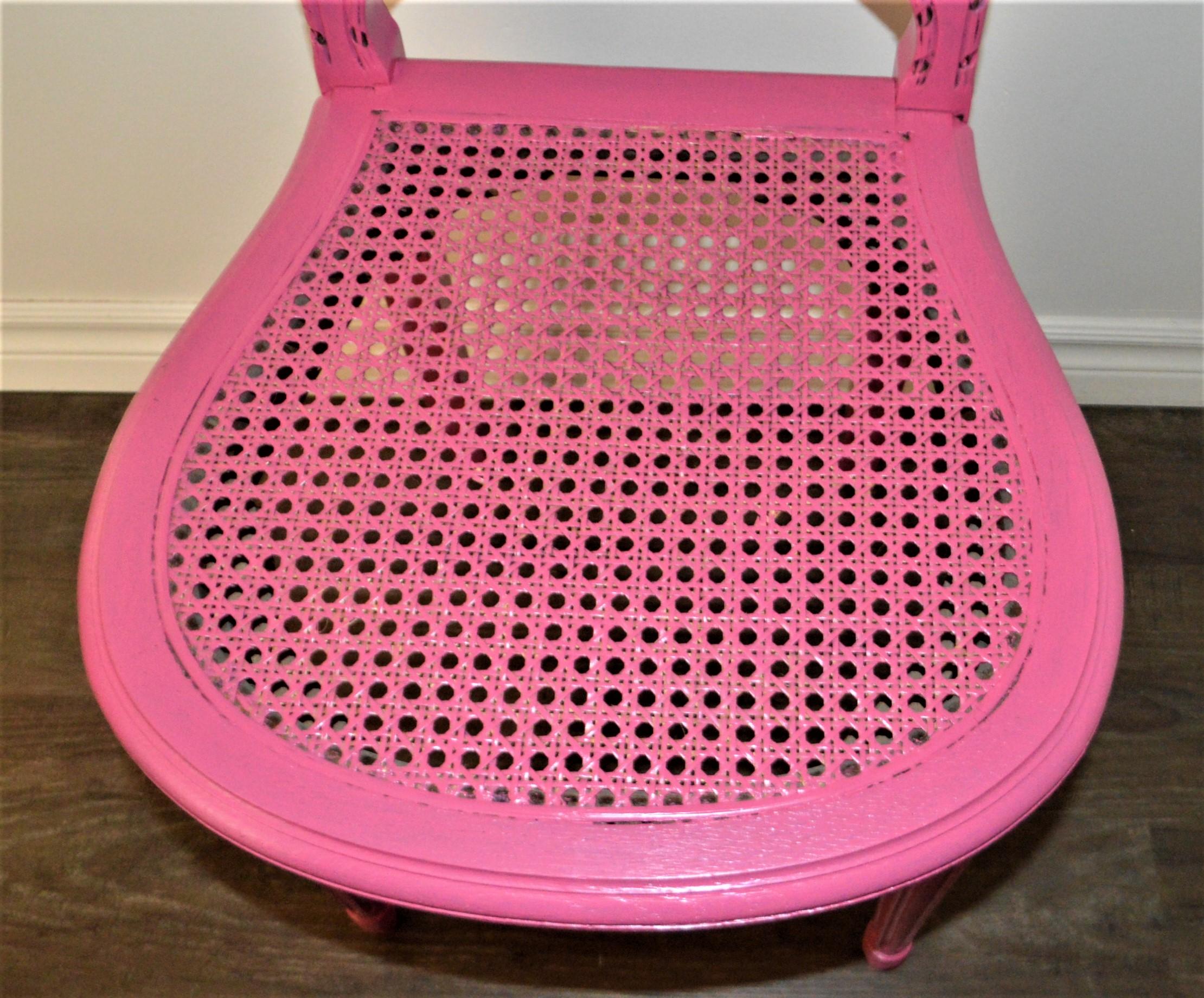 Louis XVI Caned Back and Seat Side Chair from France, Painted Pink In Good Condition For Sale In Oakville, ON