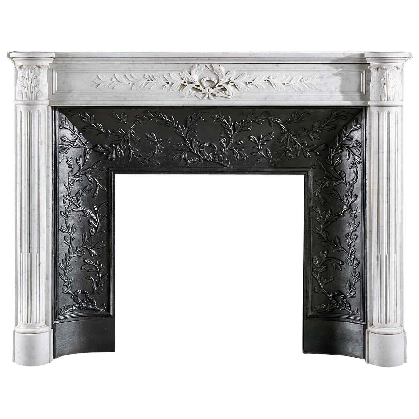 Louis XVI Carrara Marble Fireplace 
