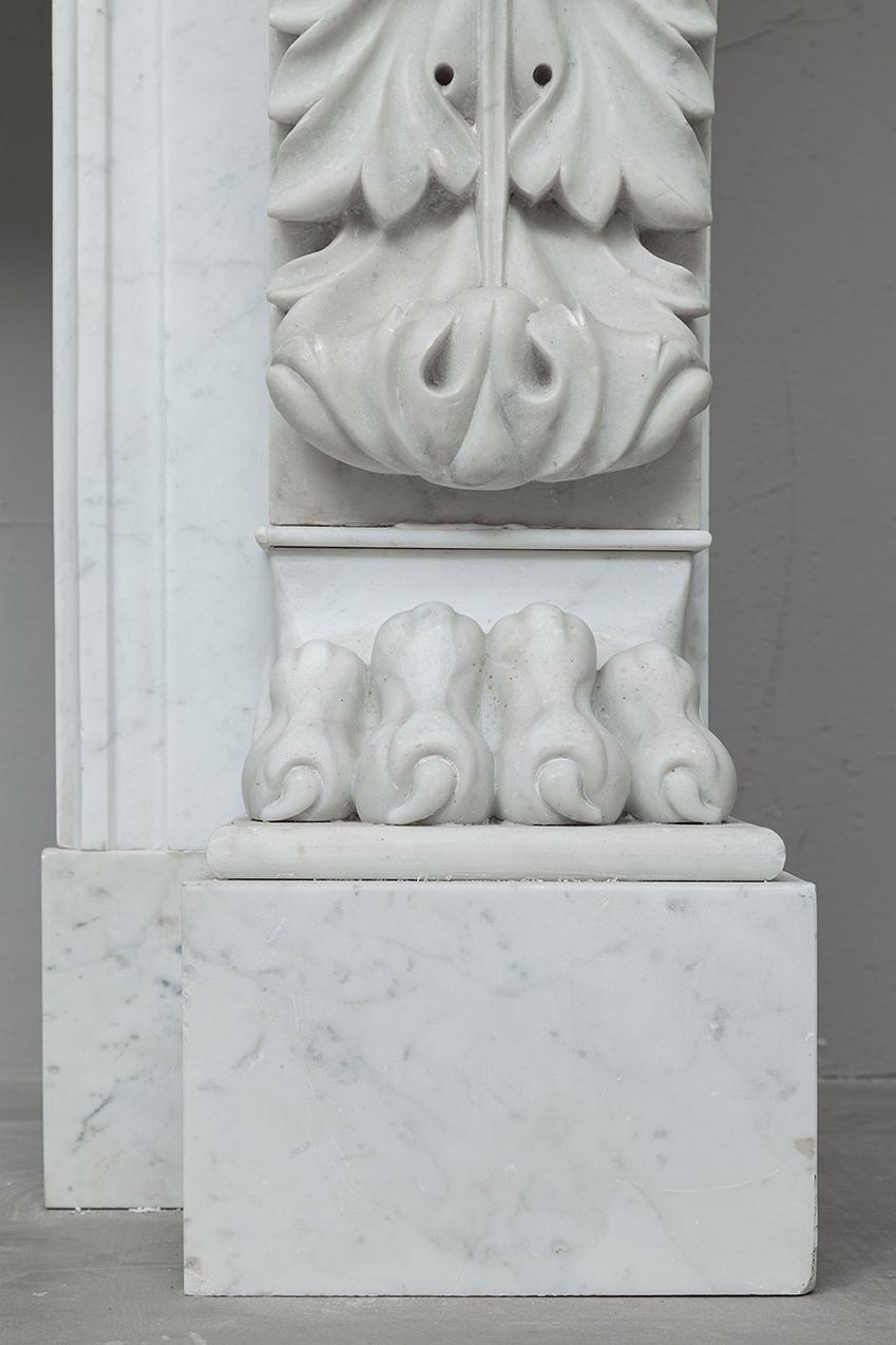 Louis XVI French Carrara White Marble Antique Fireplace In Good Condition In Oostvoorne, NL