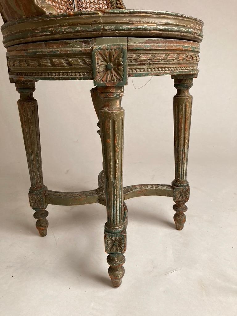 Louis XVI Carved and Green Painted Adjustable Piano Stool 6