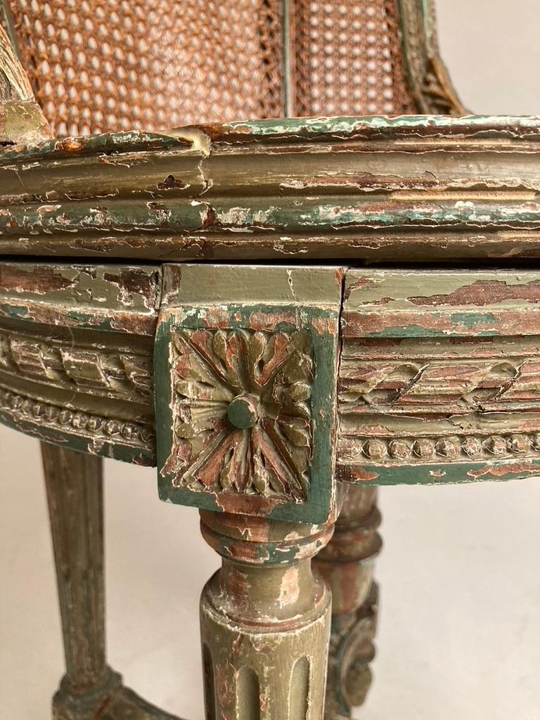 Louis XVI Carved and Green Painted Adjustable Piano Stool 7