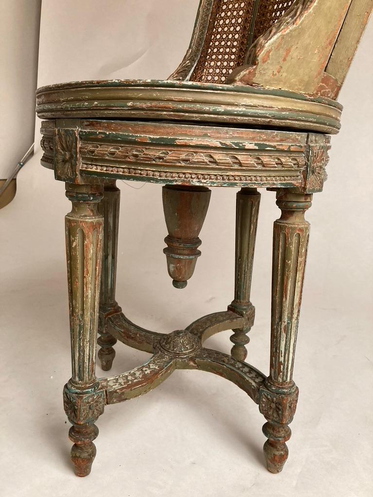 Louis XVI Carved and Green Painted Adjustable Piano Stool 13