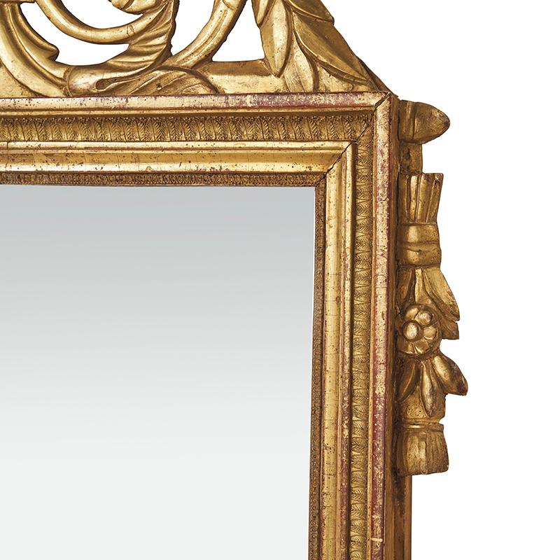 French Louis XVI Carved Gilded Mirror, circa 1770, France