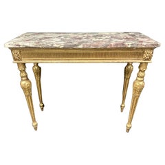 Louis XVI Carved Giltwood Console Table With Marble Top