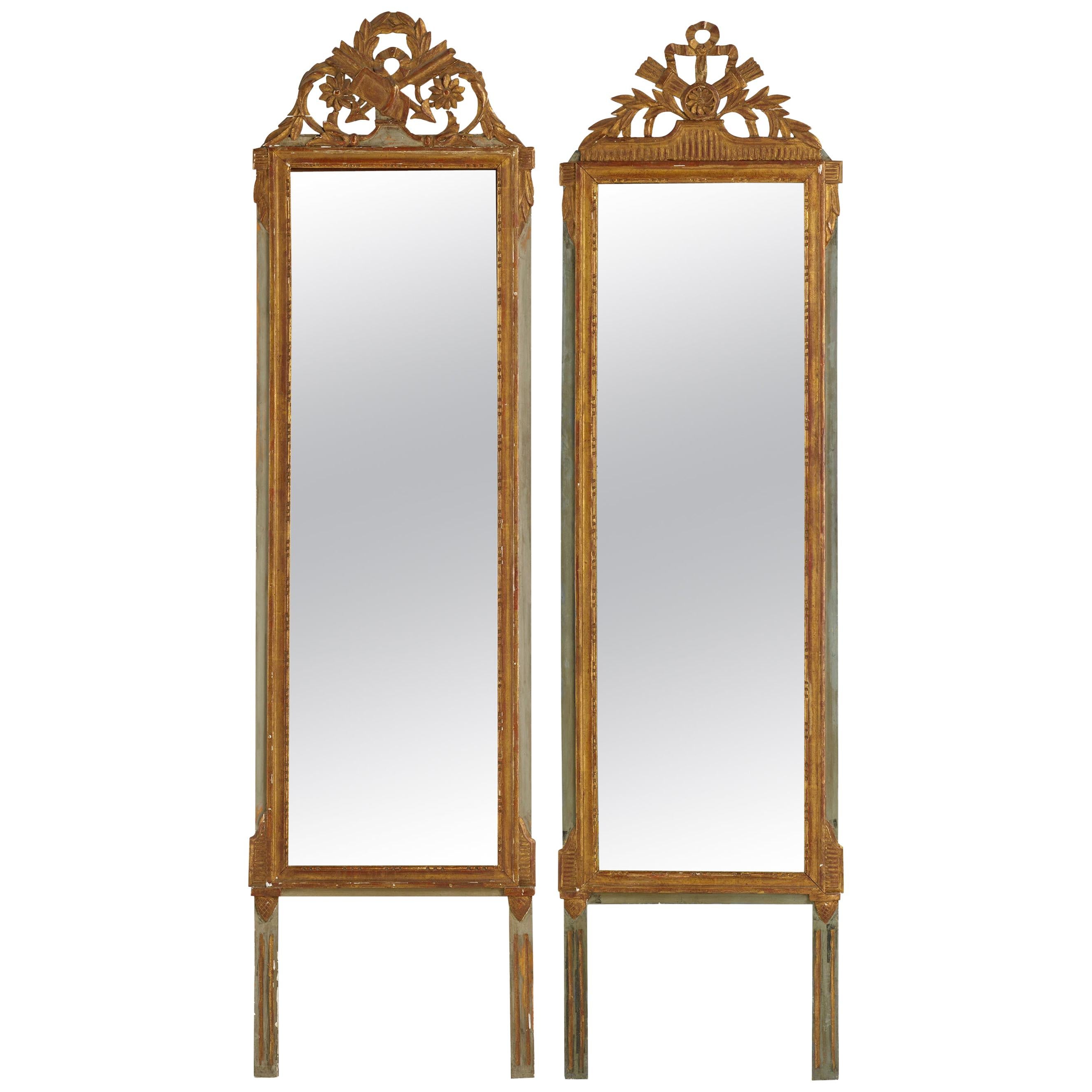 Louis XVI Carved Giltwood Pier Wall Mirrors, France