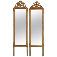 Antique Louis XVI Carved Giltwood Pier Wall Mirrors, France