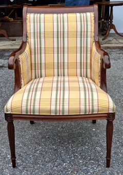 Louis XVI Carved Mahogany and Upholstered Fauteuil