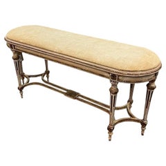 Louis XVI Carved Painted Bench