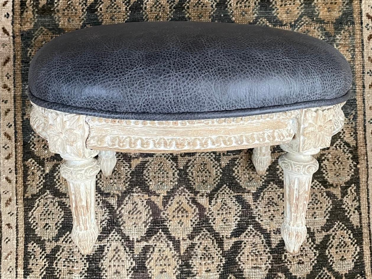 Hand-Carved Louis XVI Carved Stool For Sale