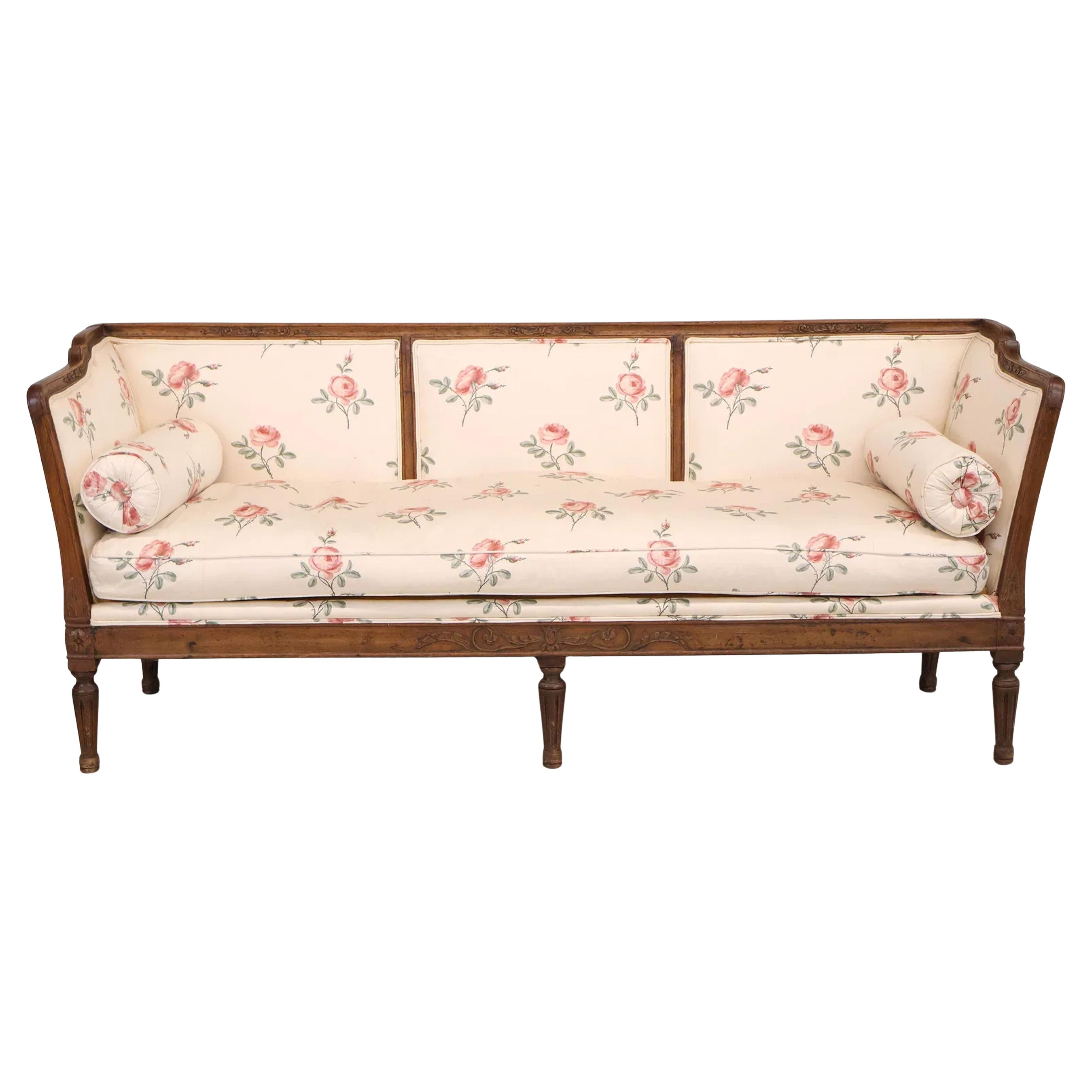 Louis XVI Carved Walnut Settee, 19th Century