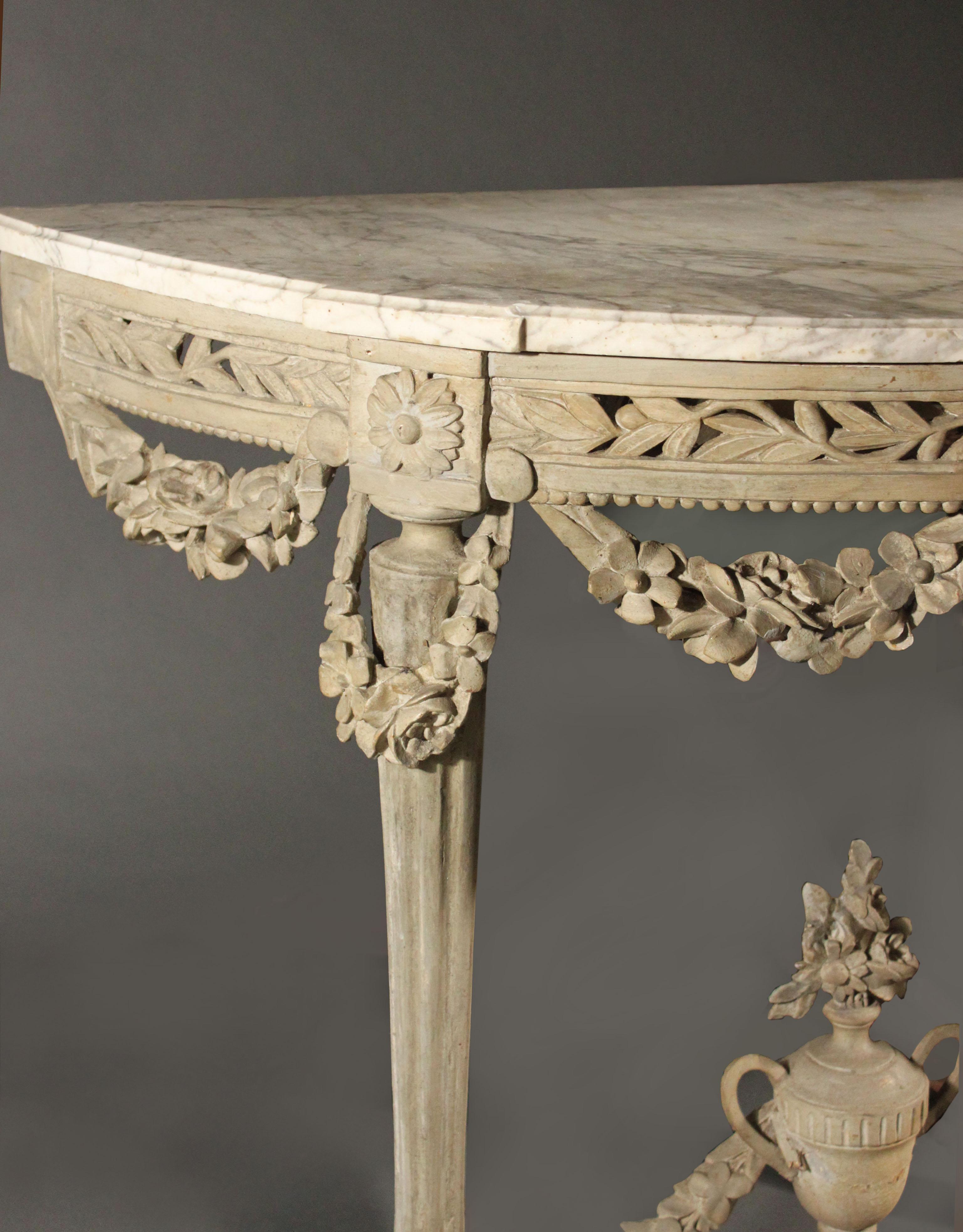 French Louis XVI Carved Wood Console Table