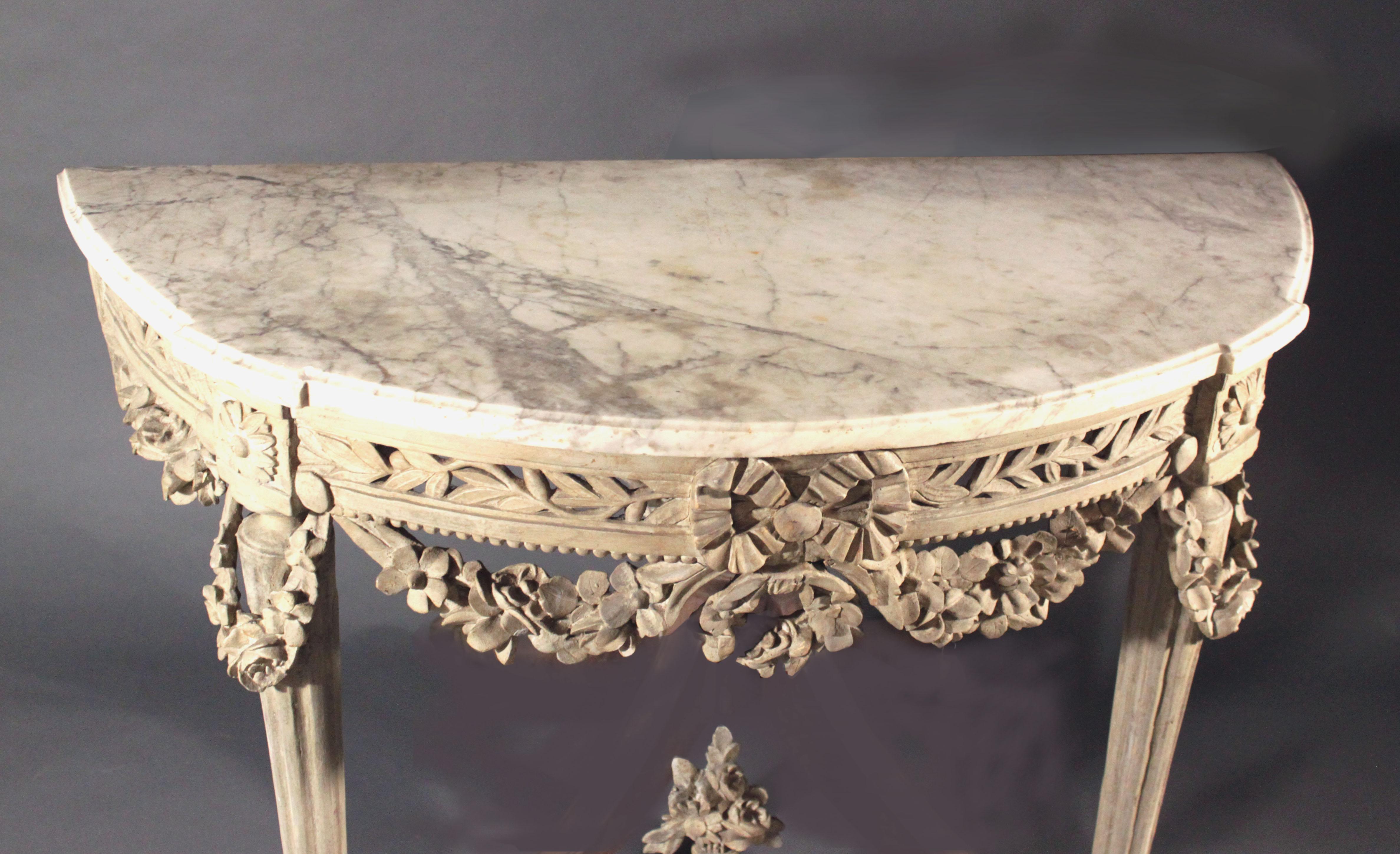 18th Century Louis XVI Carved Wood Console Table
