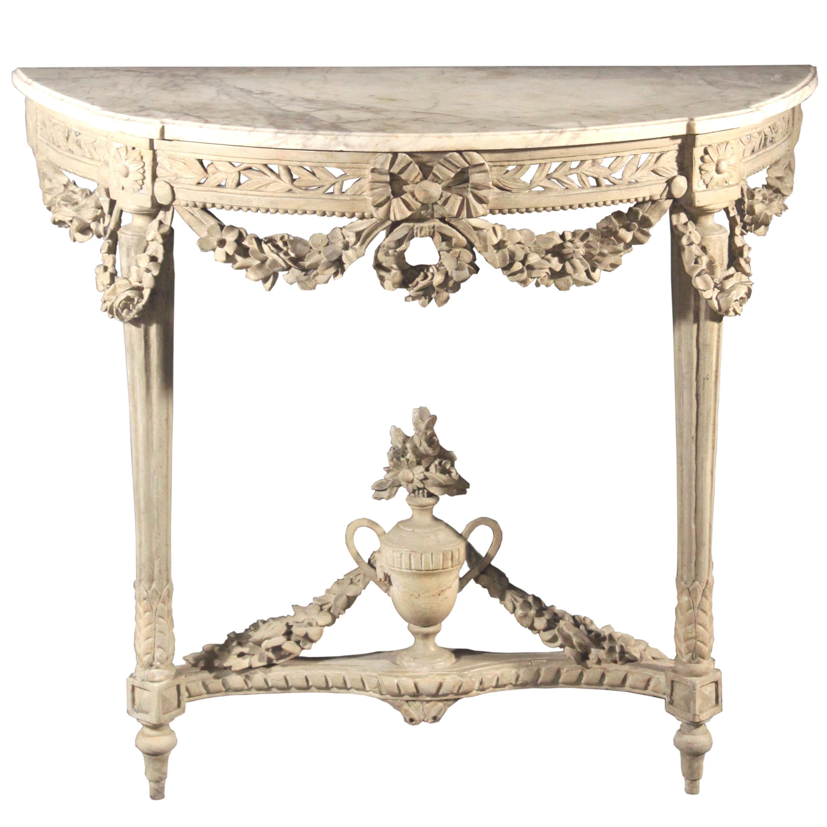 Louis XVI Carved Wood Console Table