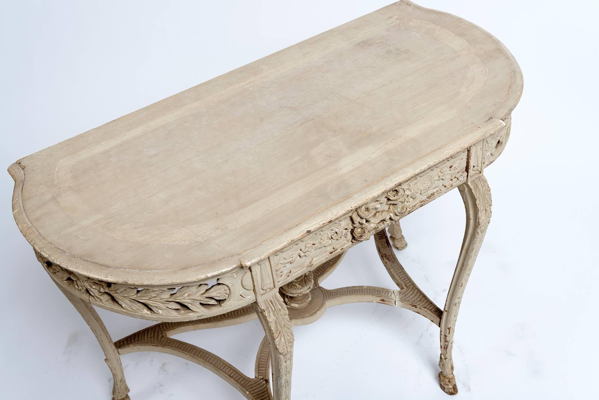 Wood Louis XVI Center Drawer Table