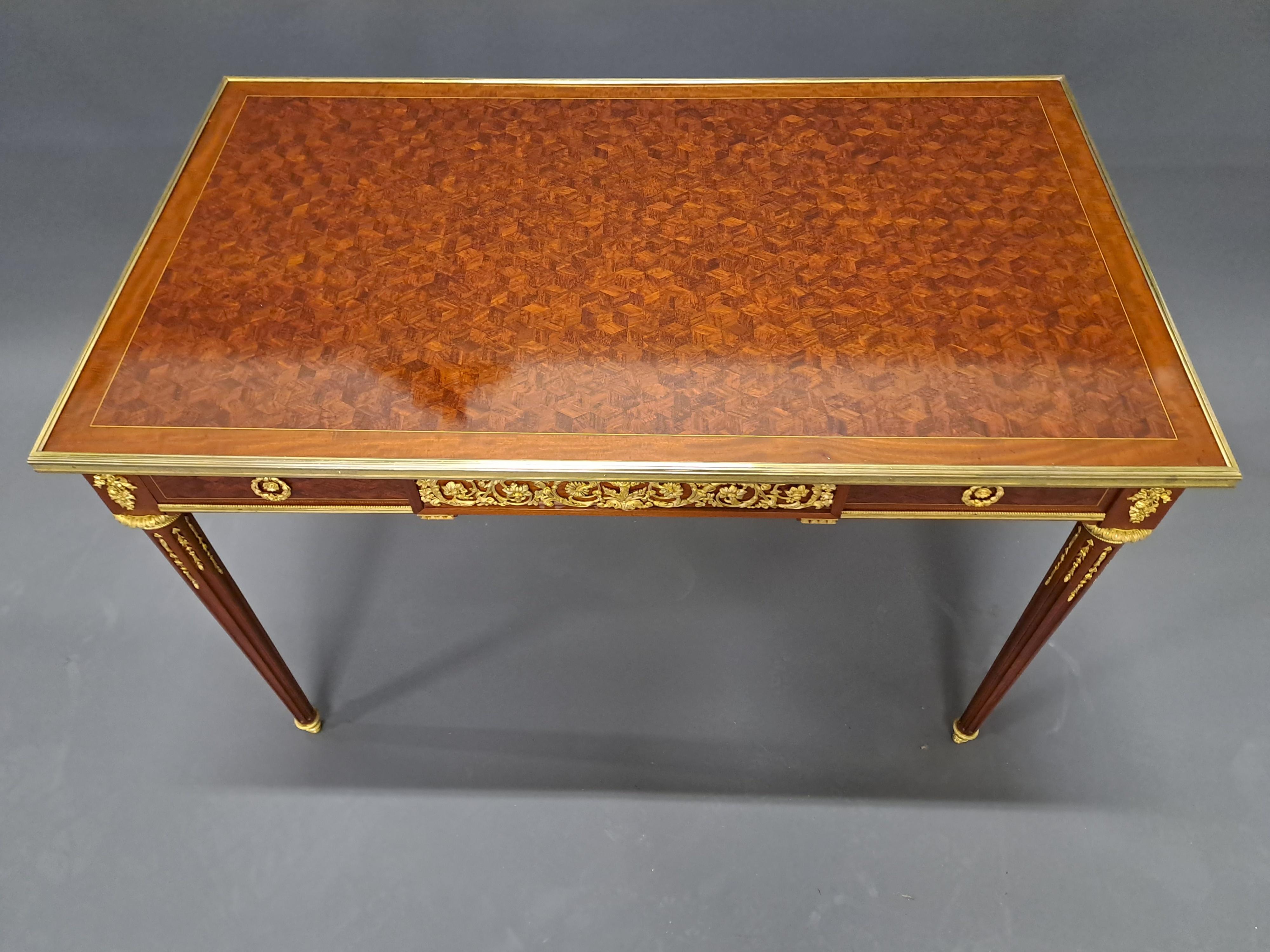 Louis XVI Center Table After Jean-henri Riesener For Sale 4