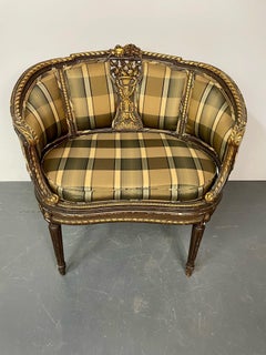 Chaise Louis XVI signée Guillaume Grohe, dorée, 19ème siècle