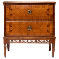 Used Louis XVI Cherry Wood Veneer Chest with Walnut Inlays