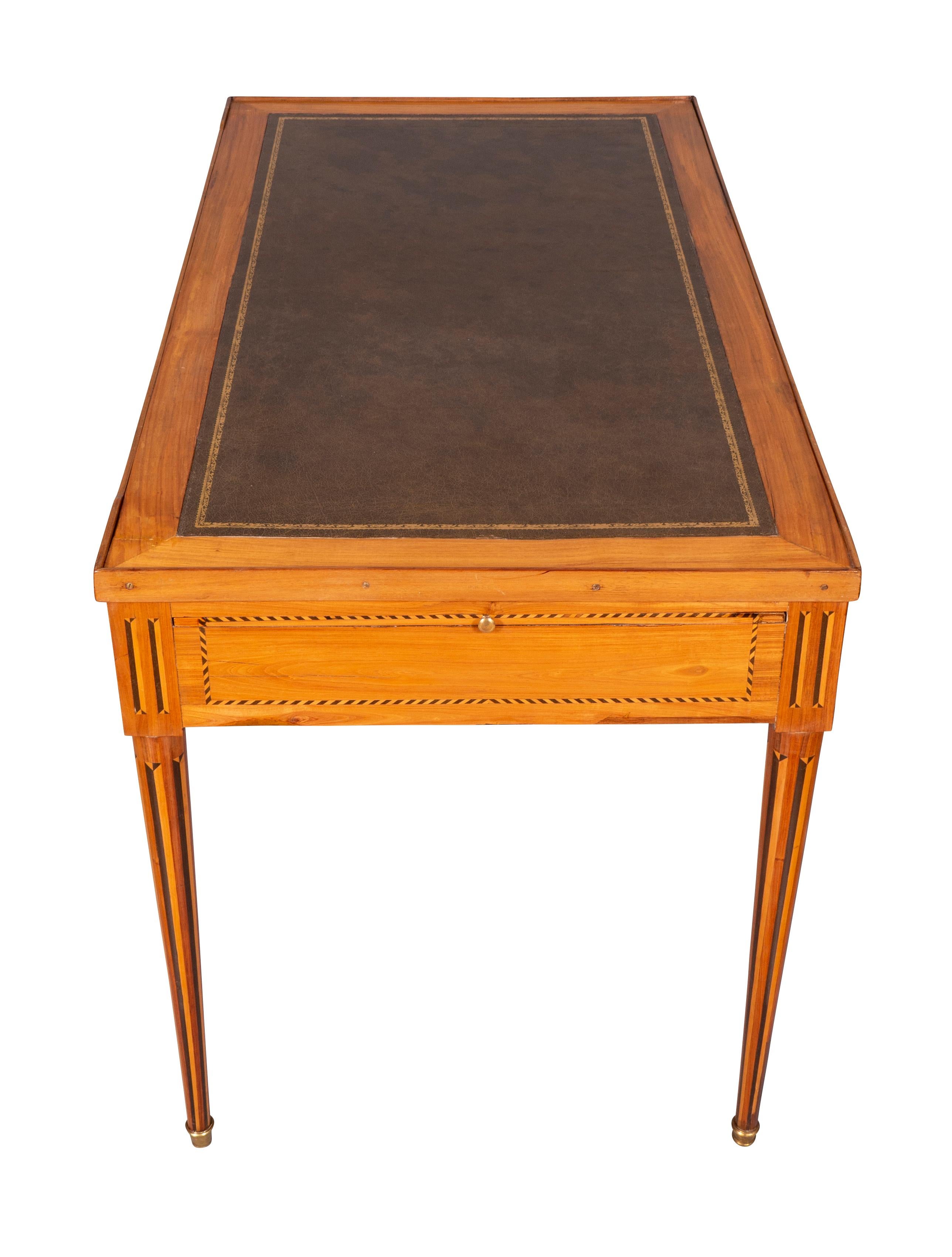 Leather Louis XVI Cherrywood Tric Trac Table For Sale