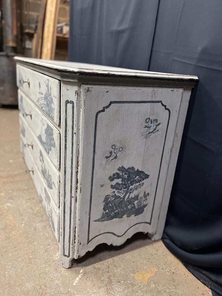 Louis XVI chest of drawers 18th century magnificent patina toile de jouy For Sale 4