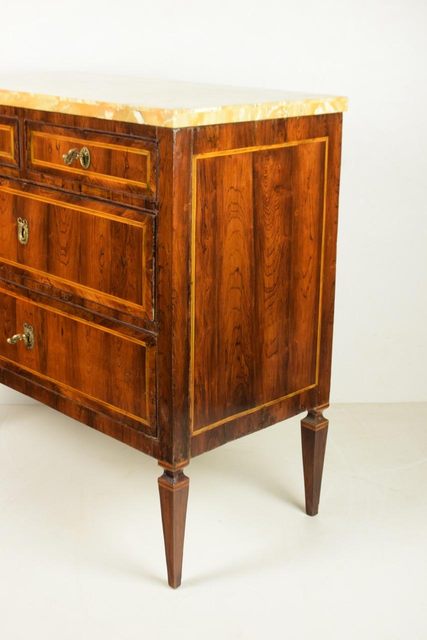 Louis XVI Chest of Drawers in Rosewood with Siena Yellow Marble For Sale 10