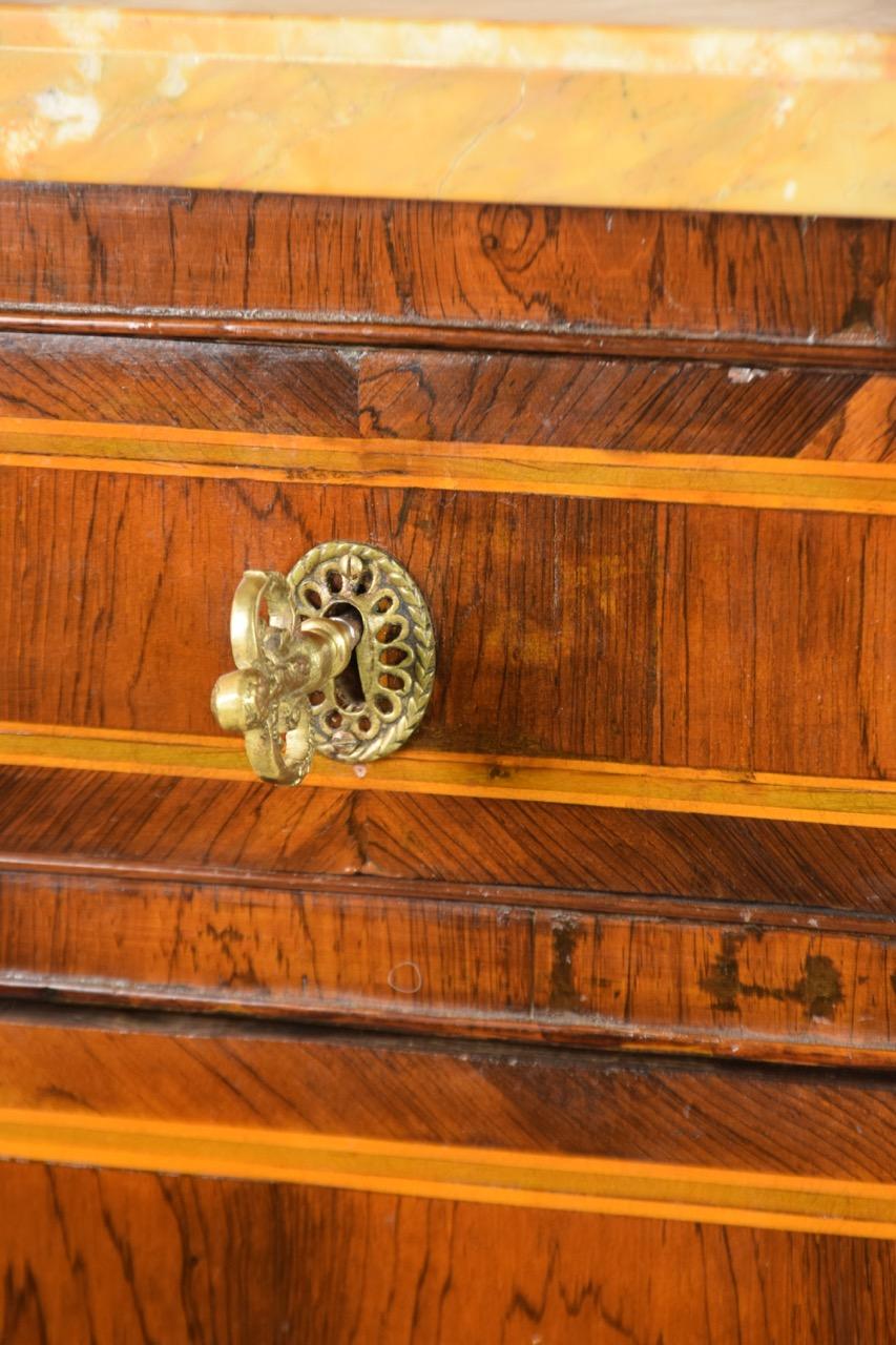 Italian Louis XVI Chest of Drawers in Rosewood with Siena Yellow Marble For Sale