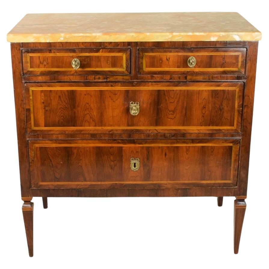 Louis XVI Chest of Drawers in Rosewood with Siena Yellow Marble For Sale