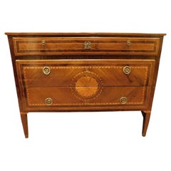 Used Louis XVI chest of drawers, veneered and inlaid chest of drawers, Italy