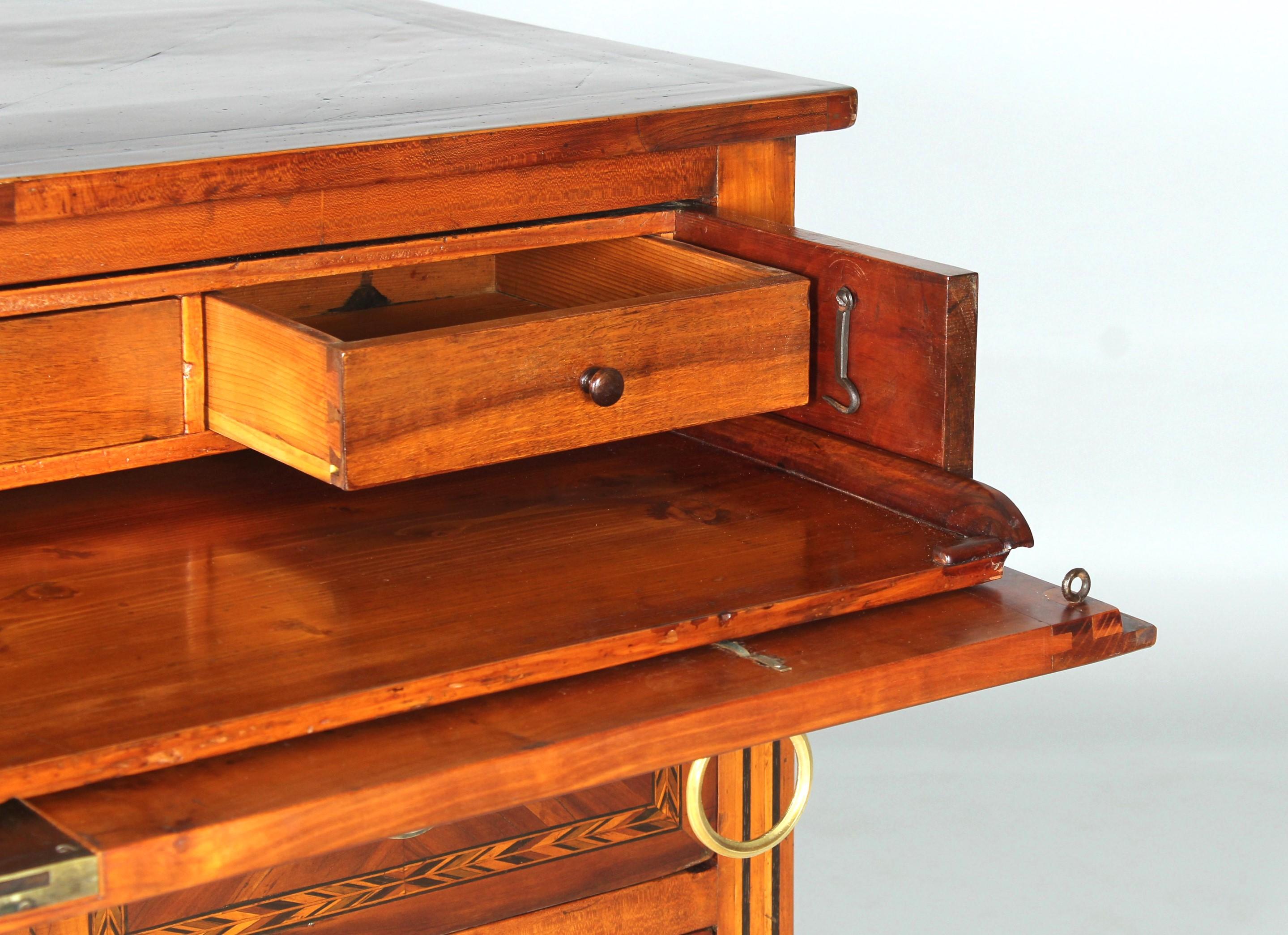 French Louis XVI Chest of Drawers with Secretary Compartment, Fine Marquetry, c. 1780