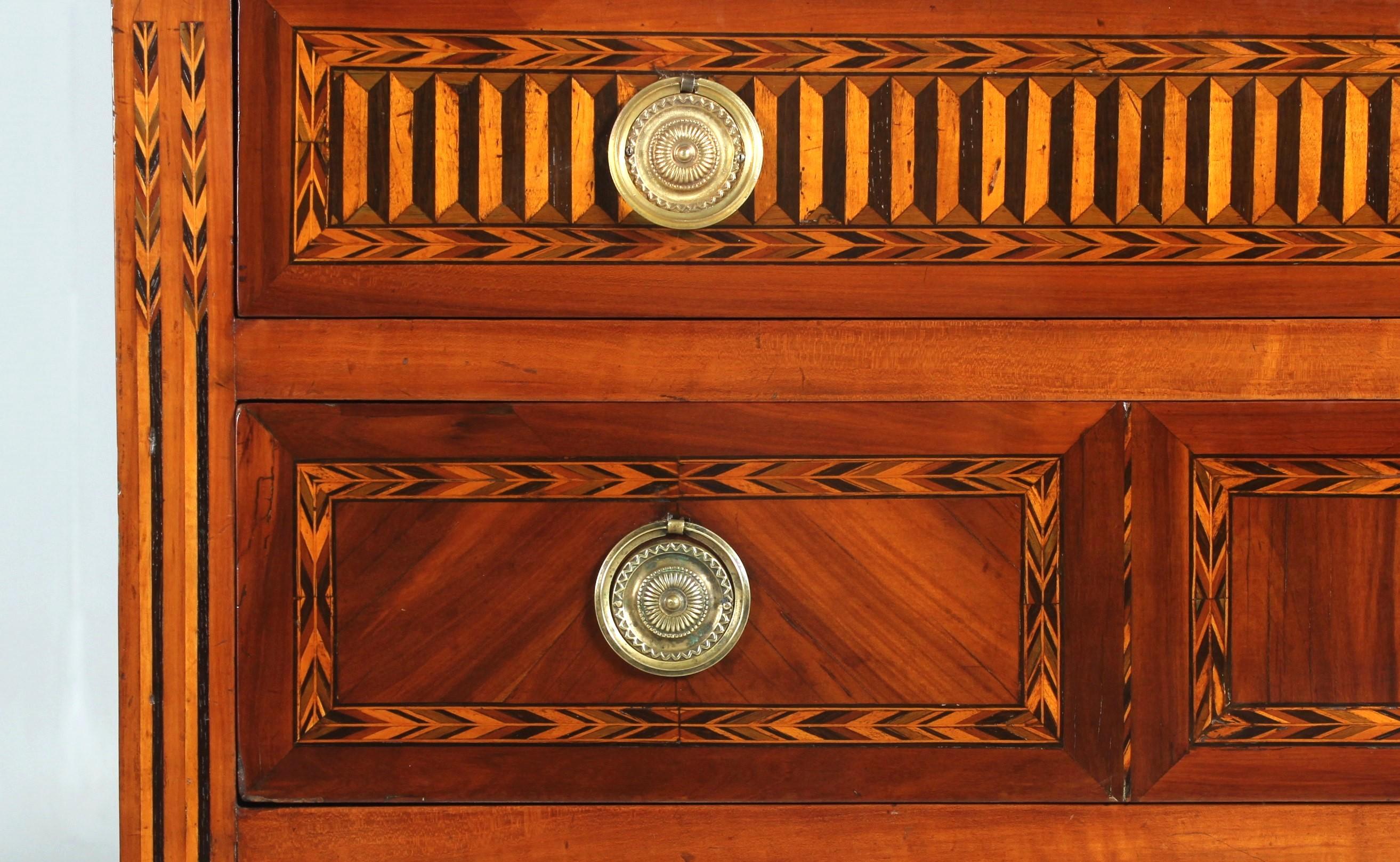 18th Century Louis XVI Chest of Drawers with Secretary Compartment, Fine Marquetry, c. 1780