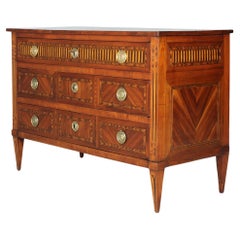 Antique Louis XVI Chest of Drawers with Secretary Compartment, Fine Marquetry, c. 1780