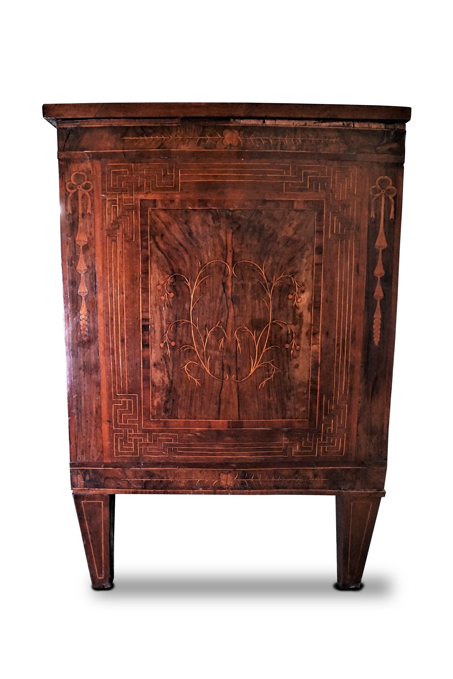 Wood Louis XVI Chest of Drawers, with Inlaid For Sale